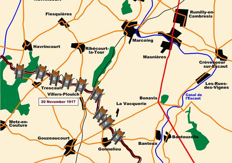 Map: The Cambrai Battlefield of 1917
