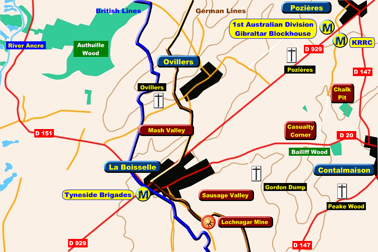 General Map of La Boisselle and Ovillers