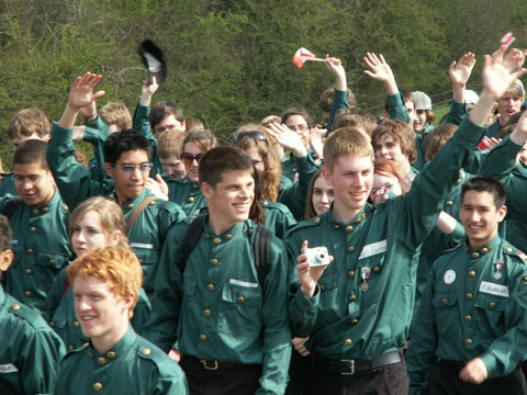 Young Canadians arriving for the commemoration