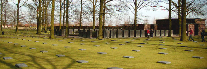 Looking across the cemetery towards the mass grave