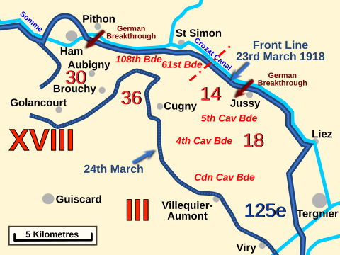 Map: 36th Division 23 March 1918