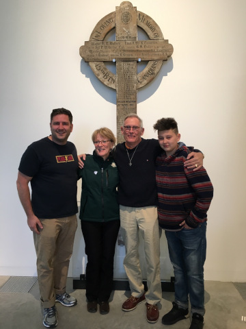 The Ryall family visiting the cross