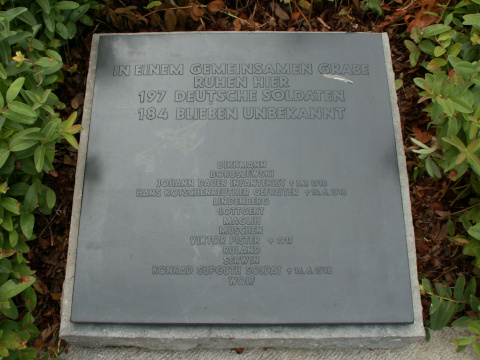 The name plate on the mass grave