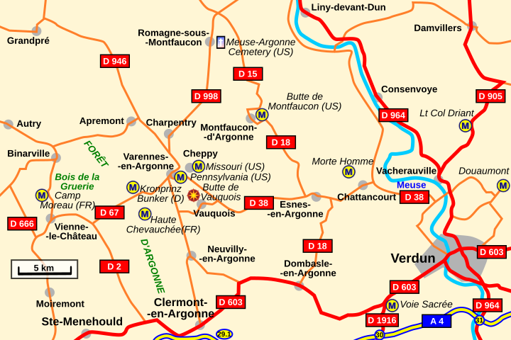Rough Map: The general area NW of Verdun