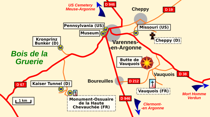 Rough Map: The general area of Varennes