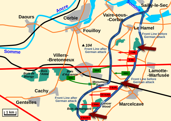 Rough Map: Villers-Bretonneux 4 April 18