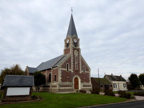 The church and square of Belloy en Santerre