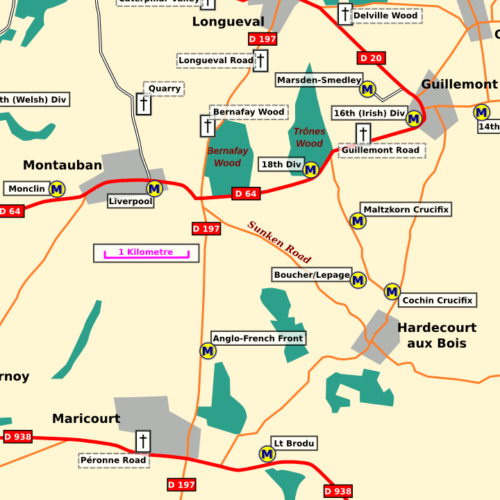 Map of general area of Trones Wood