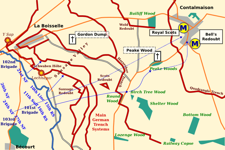 Map Contalmaison 1st July 1916