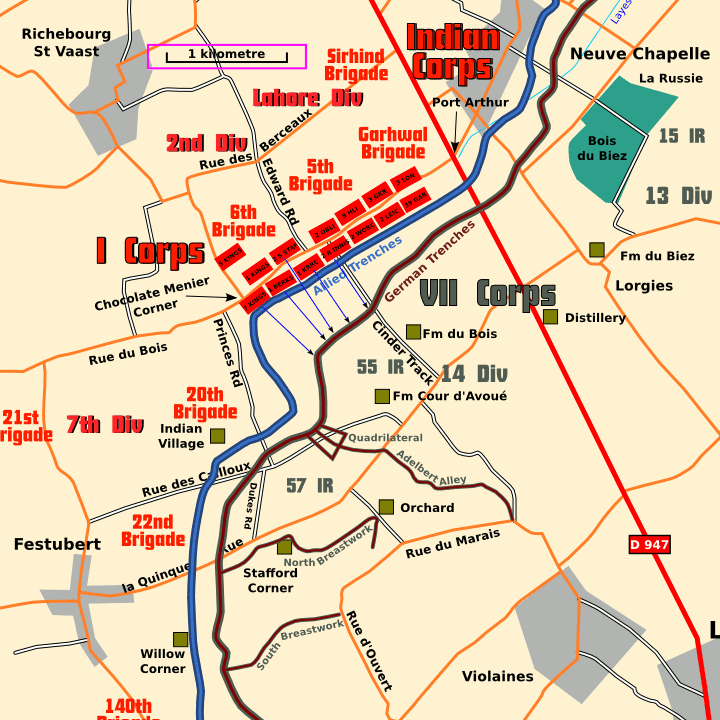 Map showing the night attack by 2nd Division