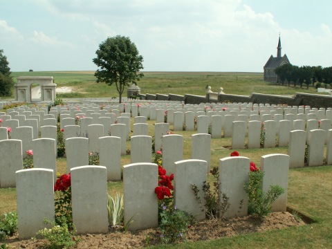 Looking towards Redan Ridge, the French chapel on the right
