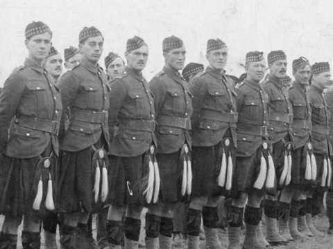 Private John Girvan fifth from the left