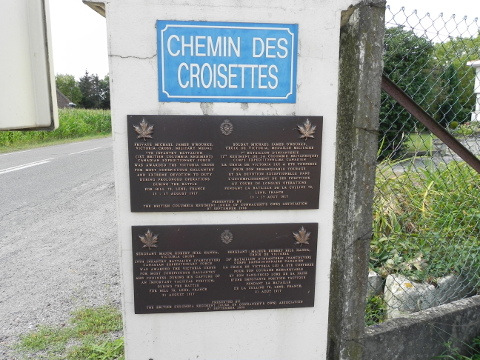Memorial plaques to O'Rourke VC and Hanna VC at Loos