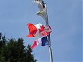 The Canadian flag flying above the club house