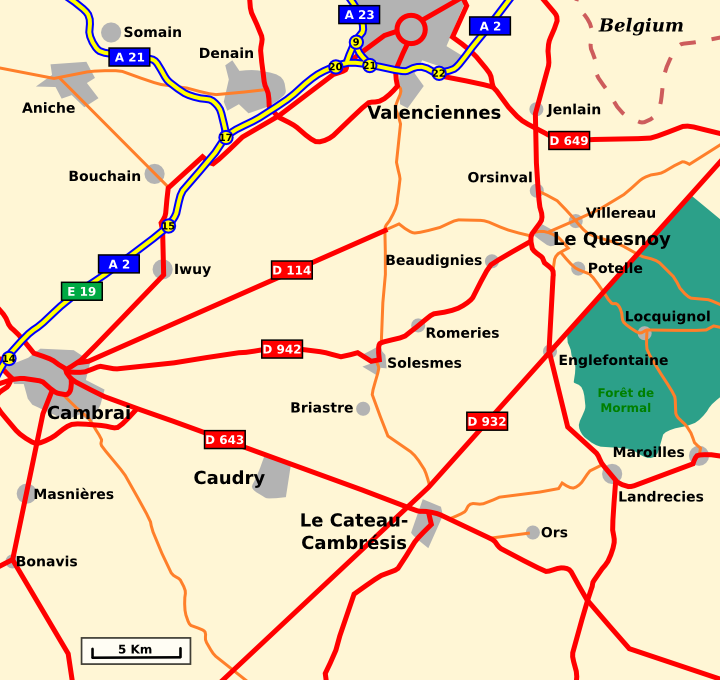 General area around Cambrai and Le Quesnoy