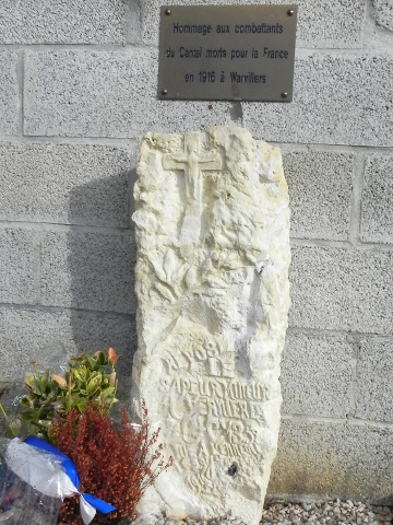 Stèle to Sapeur André Vernière at Warvillers