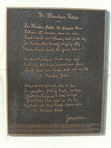 In Flanders Field plaque