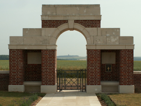 The Thiepval Memorial in the distance