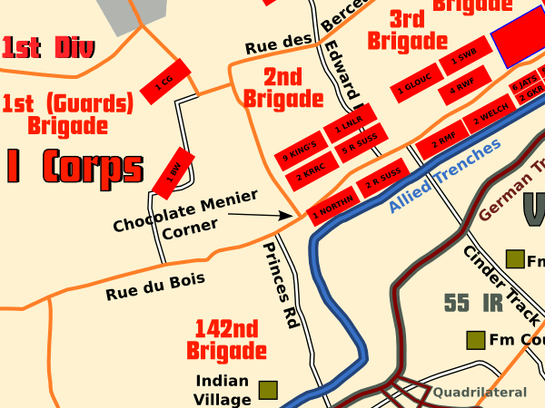 Map: Aubers Ridge, I Corps