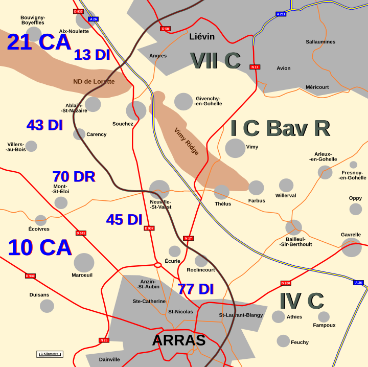 Map : Artois 10th October 1914