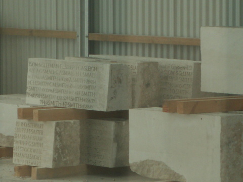 Damaged blocks from the Memorial to the Missing